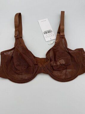HSIA Unlined Mesh Underwire Bra Brown 34B NWT